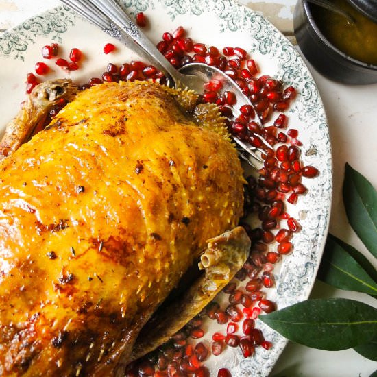 Roast duck w/ apples& chestnuts - Recipe photo by sabine@mamangerie