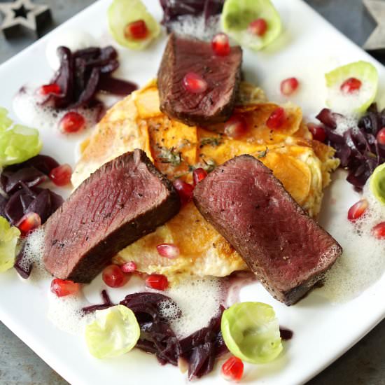 Venison Fillet & Juniper Berry Foam - Recipe photo by Narins World of Taste