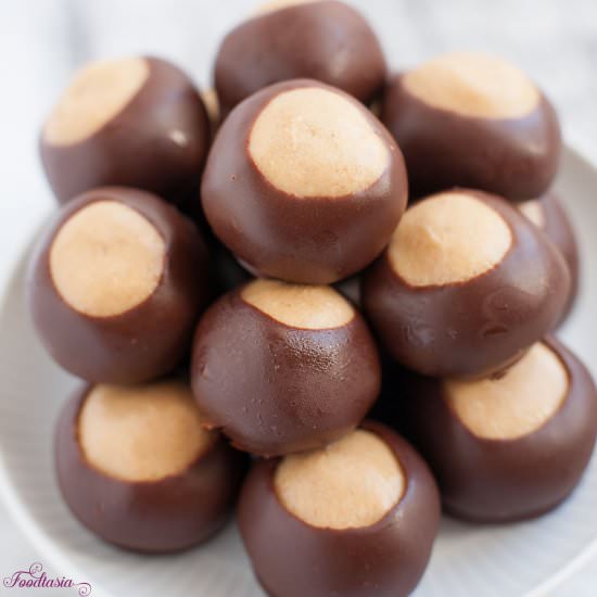 Buckeyes – Peanut Butter Balls - Recipe photo by Foodtasia