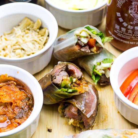 Steak and Kimchi Summer Rolls - Recipe photo by thegirlonbloor