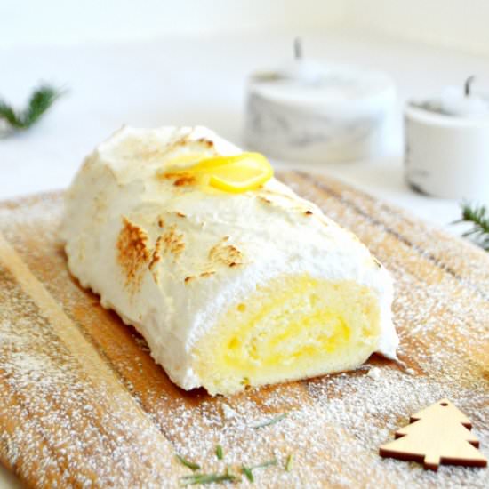 Meringue Lemon Curd Yule Log - Recipe photo by Dels cooking twist