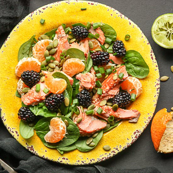 Salmon, Spinach & Mandarin Salad - Recipe photo by the food blog