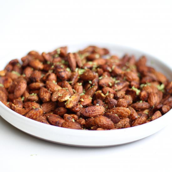 Miso Ginger Glazed Almonds - Recipe photo by chasetheflavors