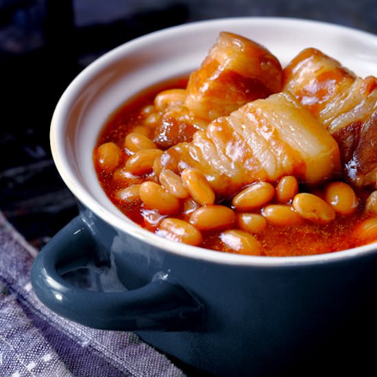 Smoky Slow Cooker Pork & Beans - Recipe photo by FoodForNet