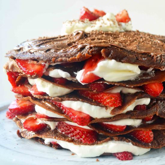 Nutella Chocolate Crepe Cake - Recipe photo by Modern Honey