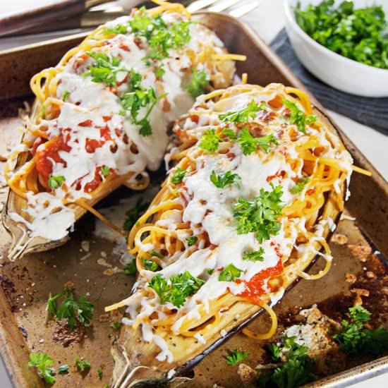 Eggplant Stuffed with Spaghetti - Recipe photo by thecharmingdetroiter