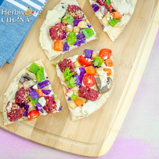 Falafel and Pita Pizza - Recipe photo by Herbivore Cucina