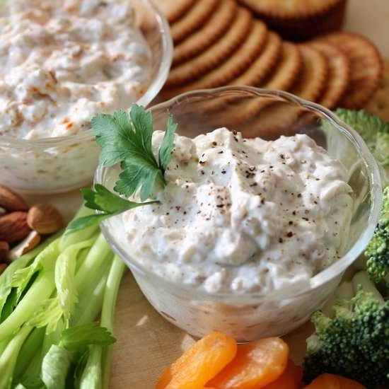 Skinny Sour Cream and Onion Dip - Recipe photo by thefirsttastekc
