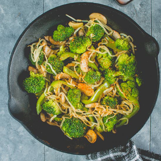 Broccoli Mushrooms Beans Stir-Fry - Recipe photo by KarthisKitchenStudio