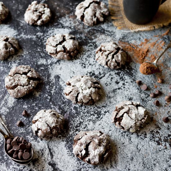 Double Chocolate Crinkle Cookies - Recipe photo by partialingredients