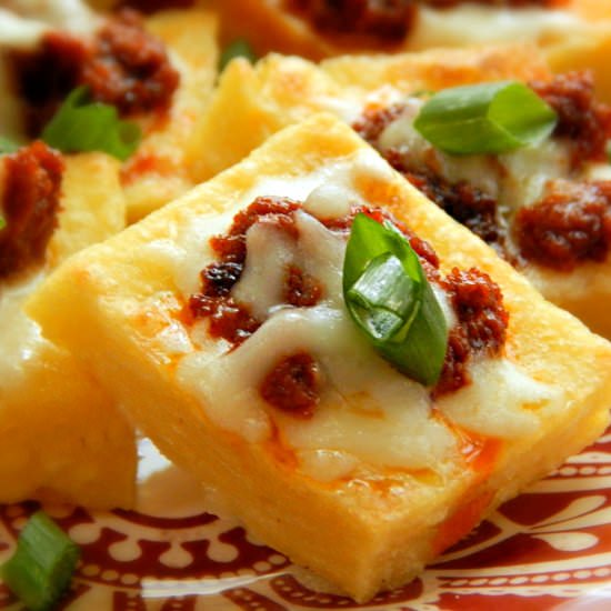 CHORIZO POLENTA BITES - Recipe photo by frugalhausfrau