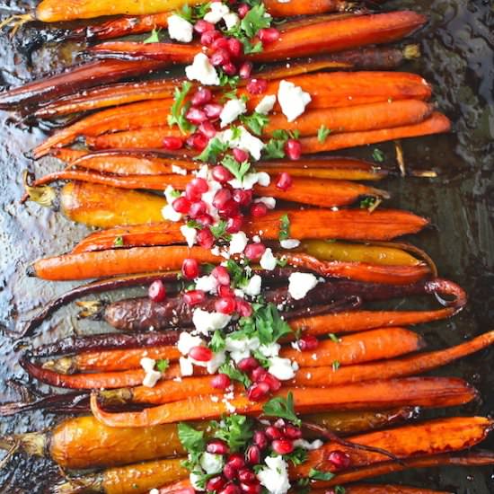 Roasted Pomegranate Carrots - Recipe photo by themillennialcook