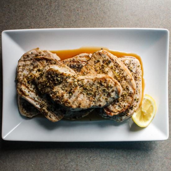 Greek Pork Chops - Recipe photo by Lisa G Cooks