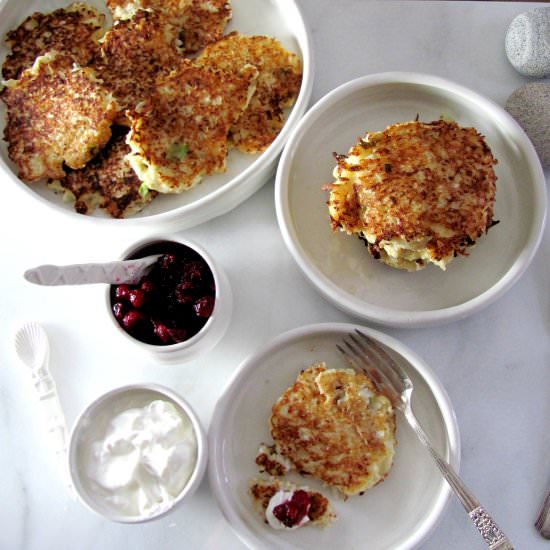 Cauliflower Latkes - Recipe photo by debspots