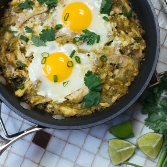 Hatch Green Chicken Chilaquiles - Recipe photo by WorthyPause