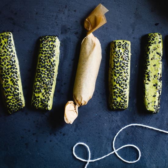 Matcha Black Sesame Nougat - Recipe photo by snixykitchen