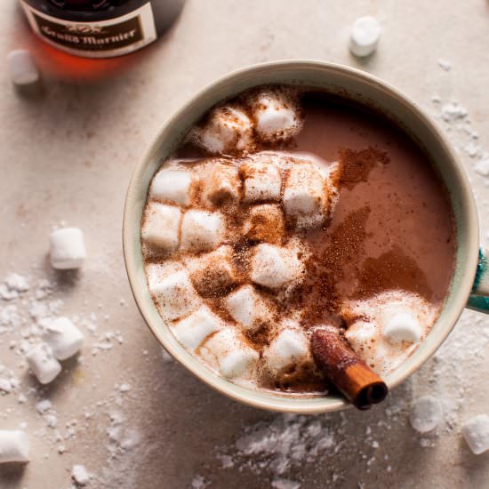 Orange Spiked Boozy Hot Chocolate - Recipe photo by saltandlavender