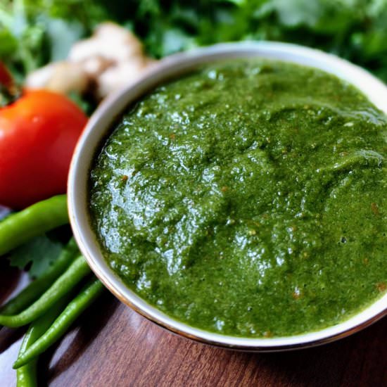 Coriander Tomato Chutney - Recipe photo by VegeCravings