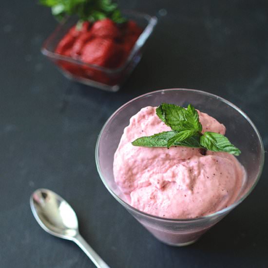 Frozen Strawberry Yogurt - Recipe photo by notacurry.com