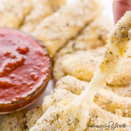 Low Carb Mozzarella Sticks (GF) - Recipe photo by wholesomeyum