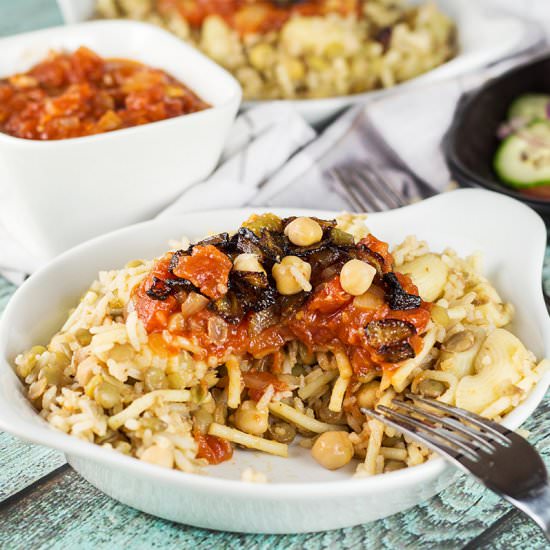 Egyptian Lentil and Rice Pasta - Recipe photo by cookingtheglobe
