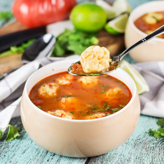 Mexican Shrimp Meatball Soup - Recipe photo by cookingtheglobe