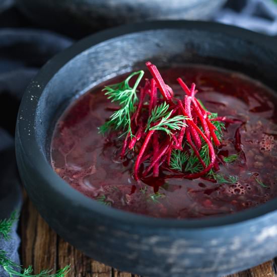 Detox Lentil Beet Broth Soup - Recipe photo by Feasting at Home
