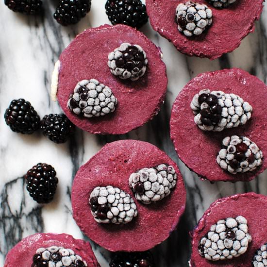Raw Blackberry Cheesecakes - Recipe photo by letseatcakeblog