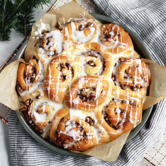 Baklava Cinnamon Rolls - Recipe photo by thymeandtoast