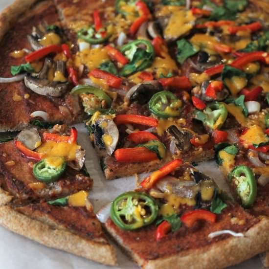 Spicy Whole Wheat Veggie Pizza - Recipe photo by thefirsttastekc