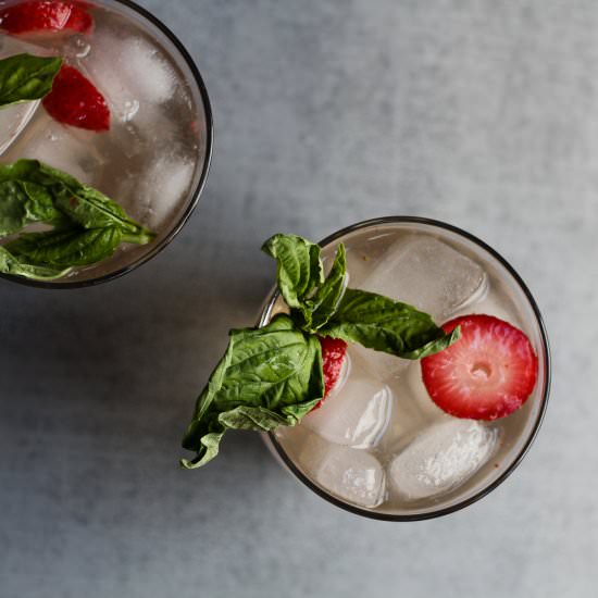 Strawberry-Basil Shrub Cocktail - Recipe photo by WorthyPause