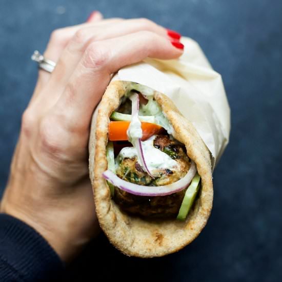 Greek Turkey Meatball Gyro - Recipe photo by joyfulhealthyeats
