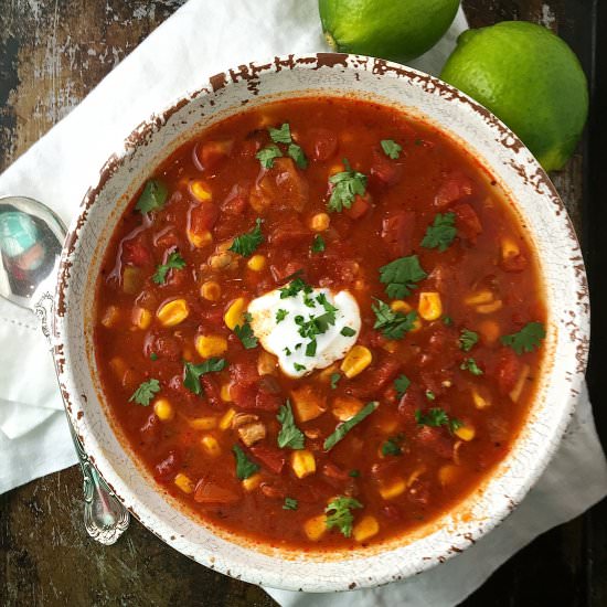 Crockpot Chicken Tortilla Soup - Recipe photo by Grits and Pinecones