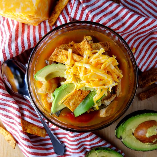 Healthy Chicken Tortilla Soup - Recipe photo by TheCheerfulKitchen