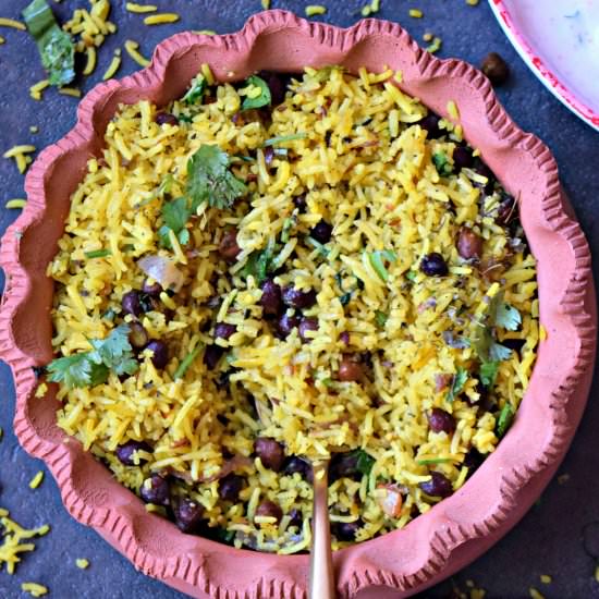 Turmeric Pilaf with Black Chana - Recipe photo by Cookilicious