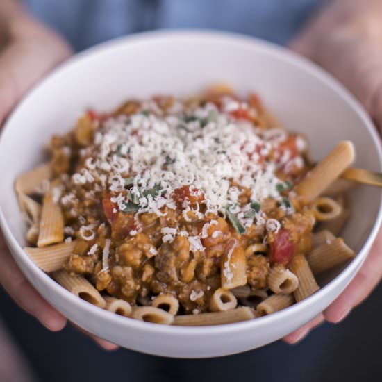 Easy Gluten-Free Pumpkin Bolognese - Recipe photo by RootandRevel