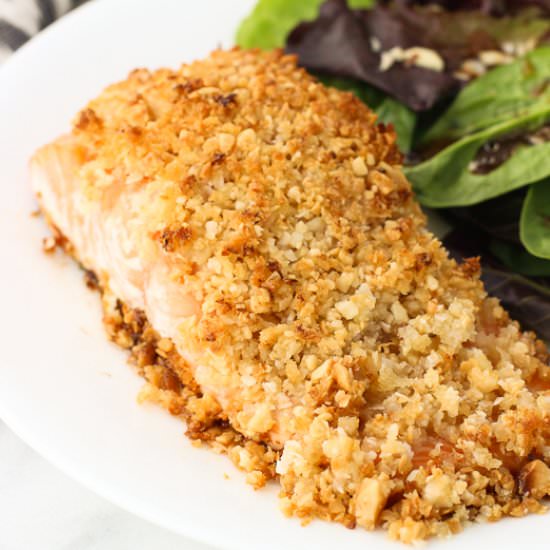 Coconut Macadamia Crusted Salmon - Recipe photo by mysequinedlife