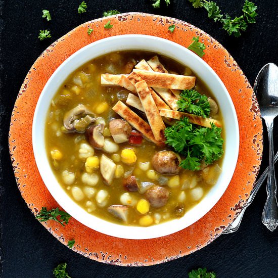 Green Chile Portobello Posole - Recipe photo by TheVegLife