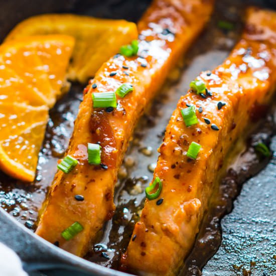 Pan Seared Orange Mustard Salmon - Recipe photo by myfoodstory