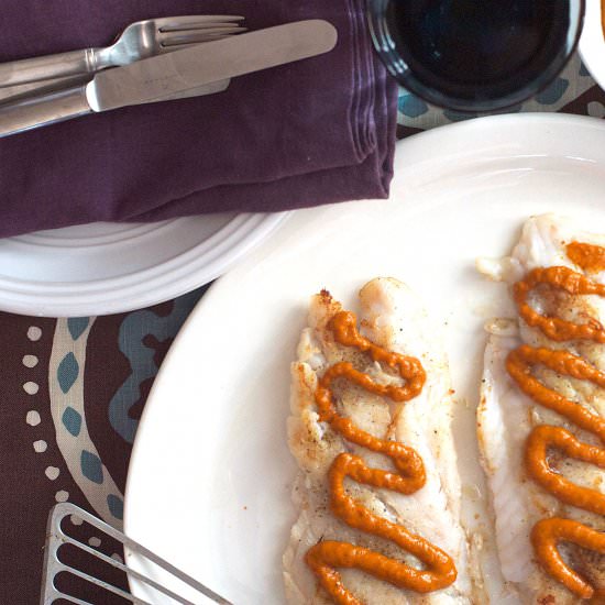 Grouper w/ Romesco Sauce - Recipe photo by Eat Simple Food