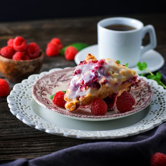 Raspberry White Chocolate Scones - Recipe photo by cookiesforengland