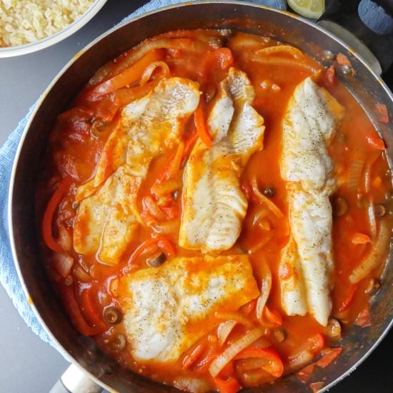 One Skillet Cod Veracruz - Recipe photo by TheCheerfulKitchen