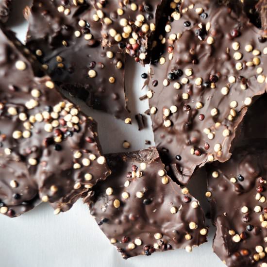 Dark Chocolate Cherry Quinoa Bark - Recipe photo by wifromscratch