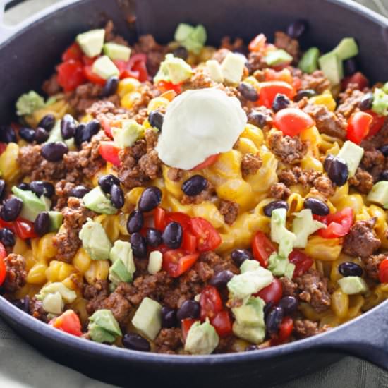 One Pot Taco Mac - Recipe photo by TheCozyCook