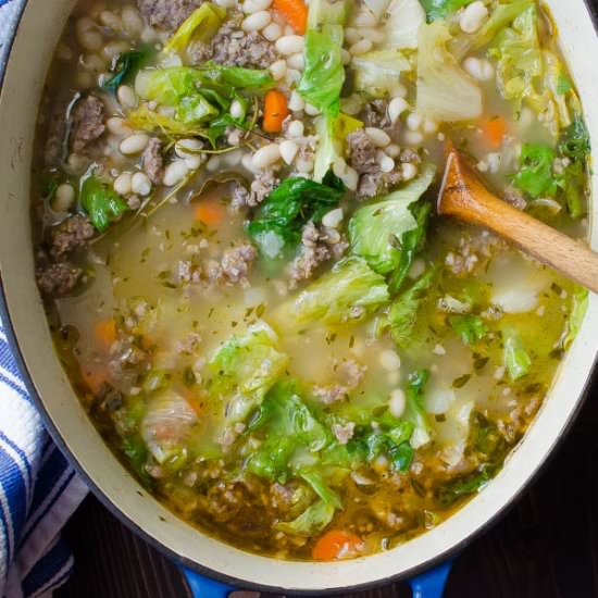 Navy Bean Sausage Escarole Soup - Recipe photo by garlic and zest