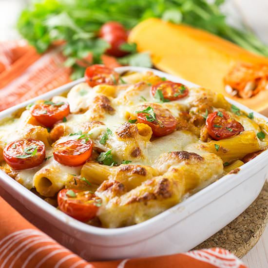 Pumpkin Pasta Bake - Recipe photo by The Girl Loves To Eat