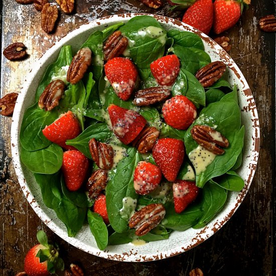 Spinach Salad with Strawberries - Recipe photo by Grits and Pinecones