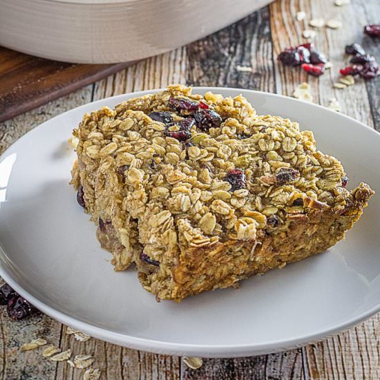 Amish Baked Oatmeal w/ Cranberries - Recipe photo by DishingDelish