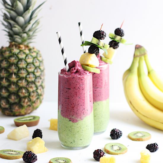 Purple and Green Layered Smoothie - Recipe photo by prettylifegirls