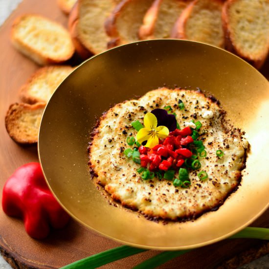 Charred Goat Cheese Queso Fundido - Recipe photo by loveisinmytummy